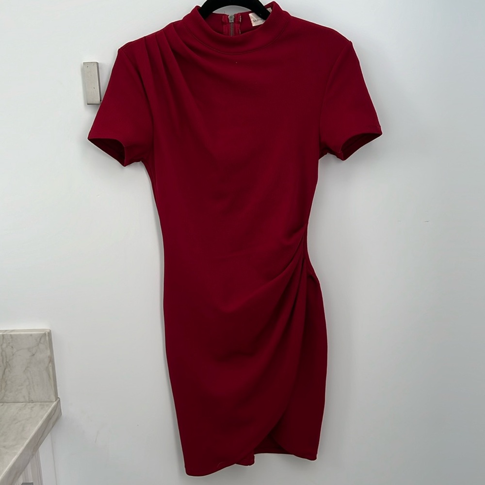High neck draped short dress